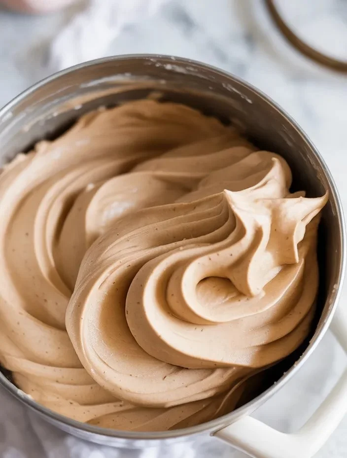Gluten-free brown sugar buttercream frosting spread on a delicious cupcake