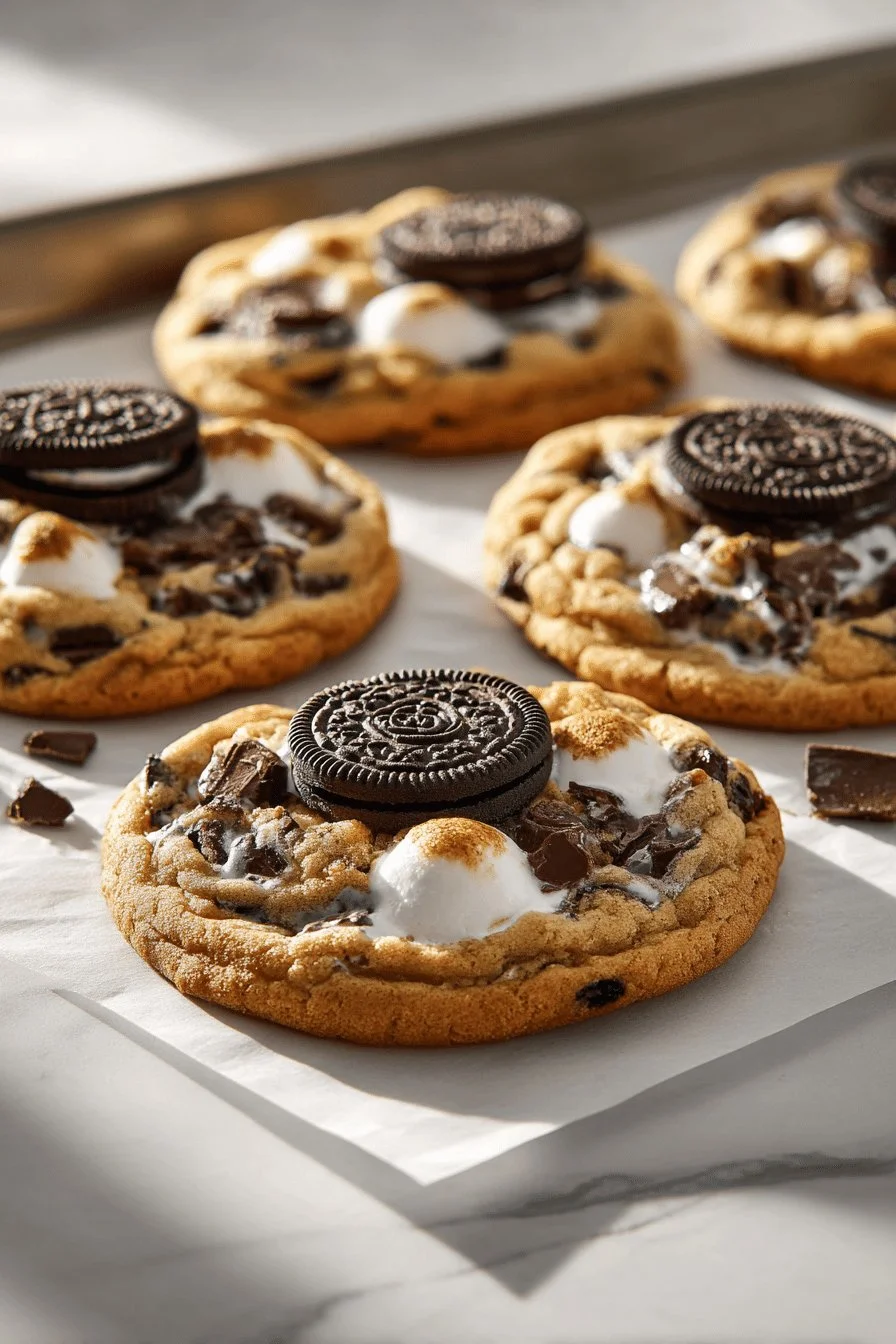 Oreo S'mores Cookies with chocolate and marshmallow filling