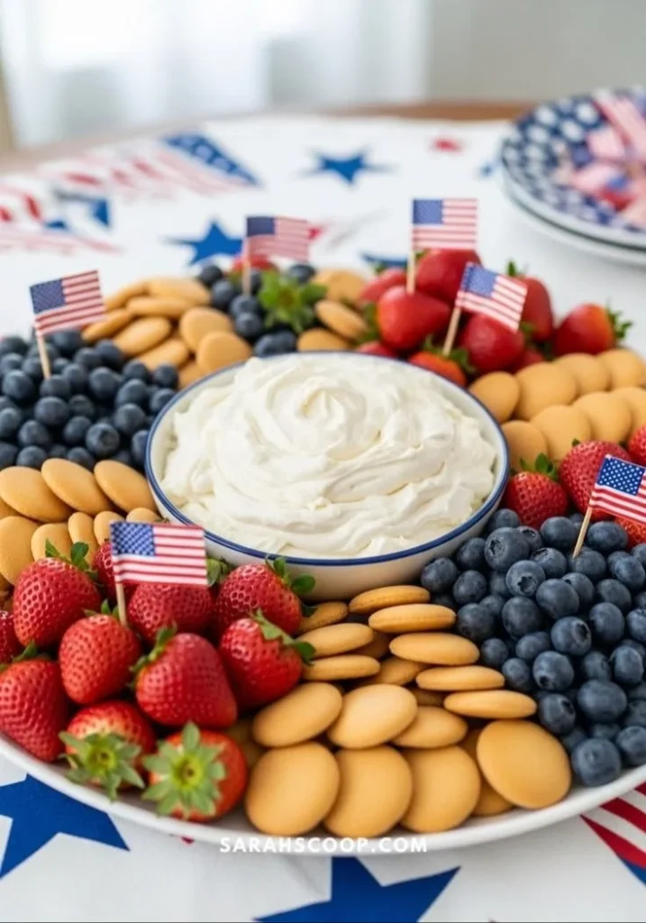 Colorful Fourth of July food ideas with red, white, and blue themes.