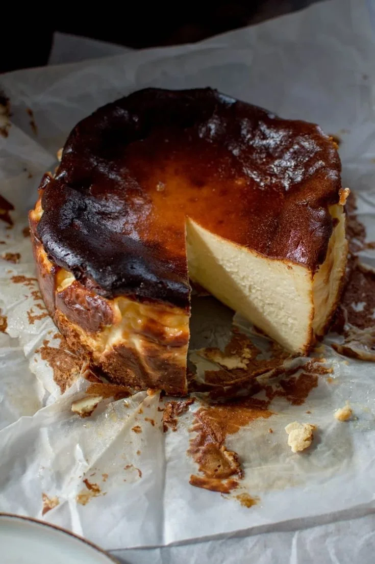 Burnt Basque Cheesecake Raspberry Coulis