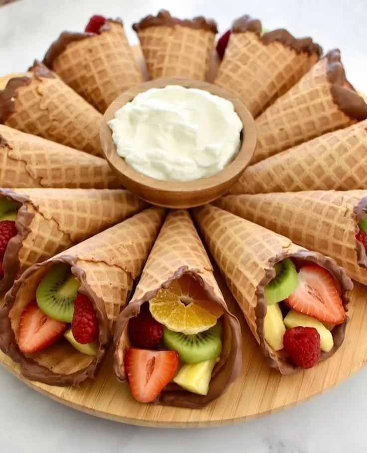 Chocolate-Dipped Fruit Cones