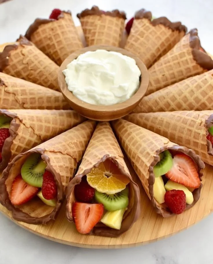 Chocolate-Dipped Fruit Cones