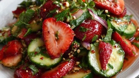 Cucumber Strawberry Salad with Mint