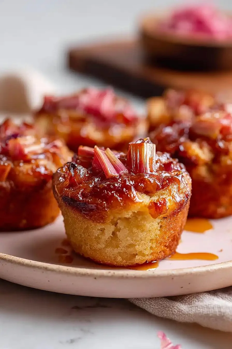 Irresistible Upside Down Rhubarb Muffins