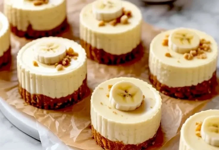 Mini Banana Mousse Cheesecake Bites