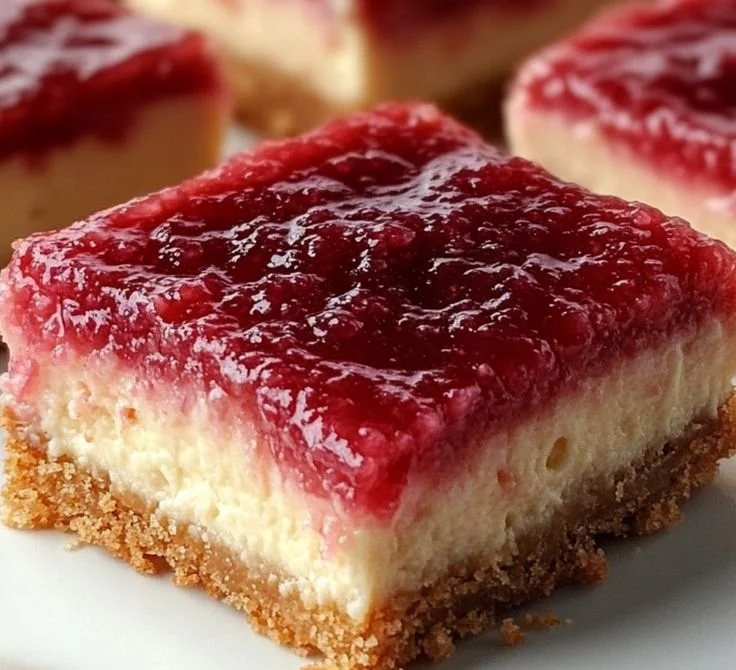 No Bake Rhubarb Cheesecake Squares