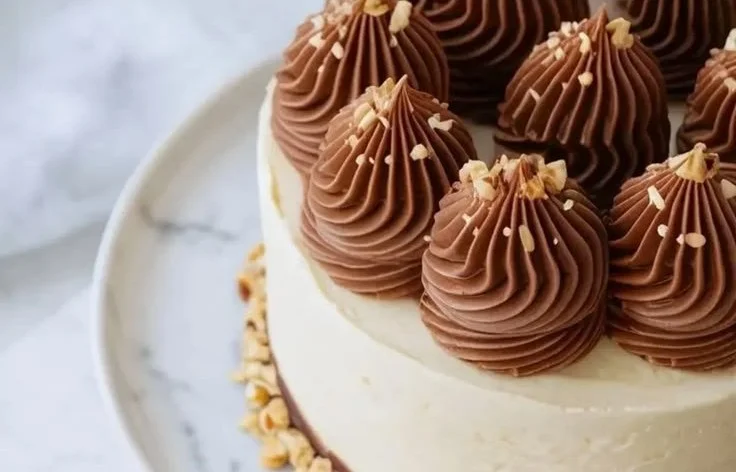 Nutella-inspired chocolate buttercream frosting on a cake