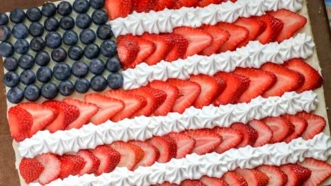 Patriotic Sugar Cookie Fruit Pizza