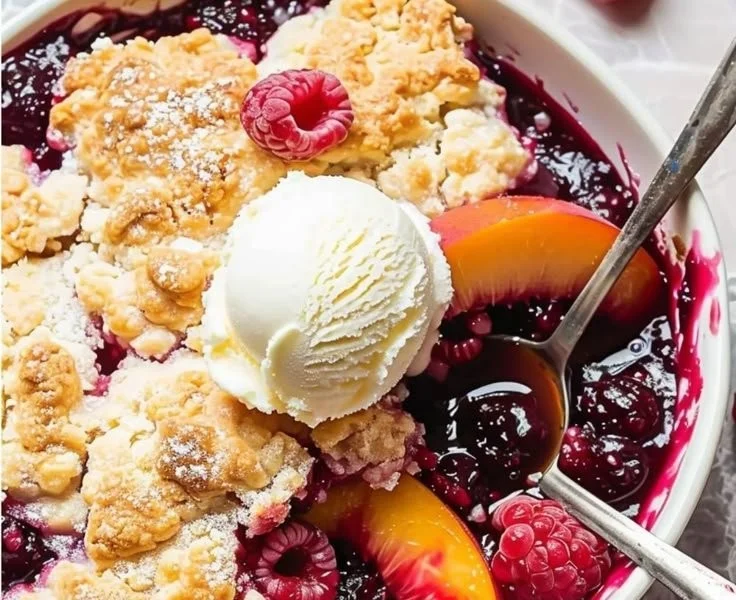 Peach Raspberry Cobbler