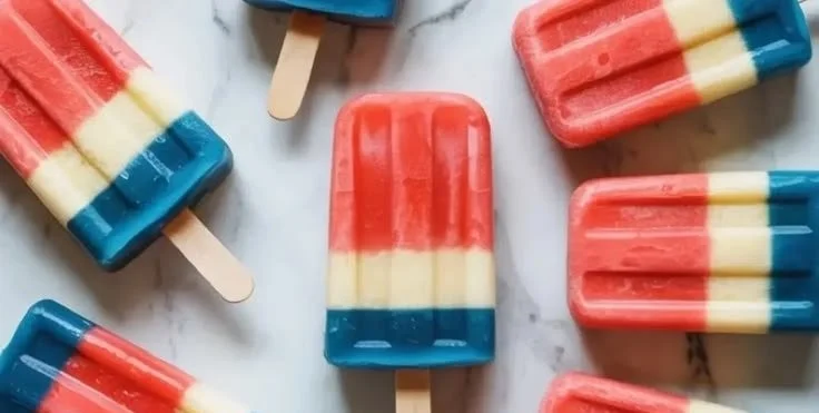 Red White Blue Watermelon Popsicles