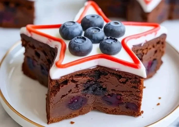 Star-Spangled Brownies - Patriotic chocolate squares decorated for celebration.