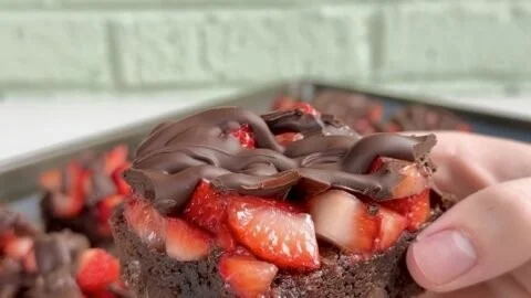 Strawberry Chocolate Covered Brownies