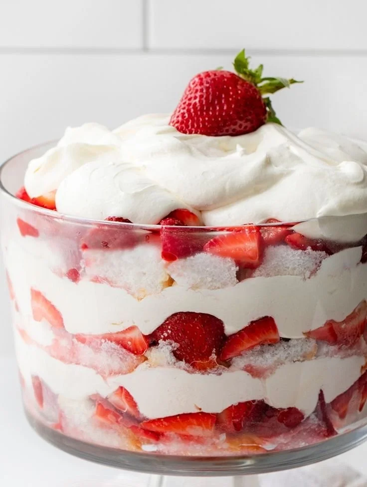 Strawberry Shortcake Trifle with Cream