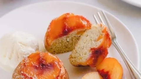 Upside Down Peach Mini Cakes