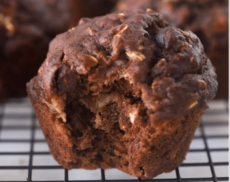 Chocolate Banana Oatmeal Muffins