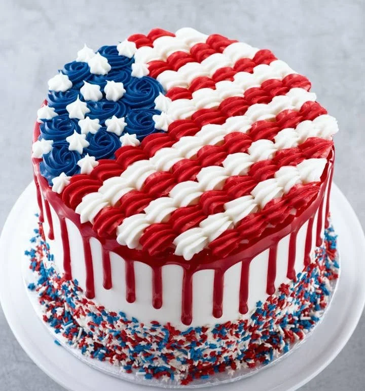 Whipped Cream Decorated Yellow Cake