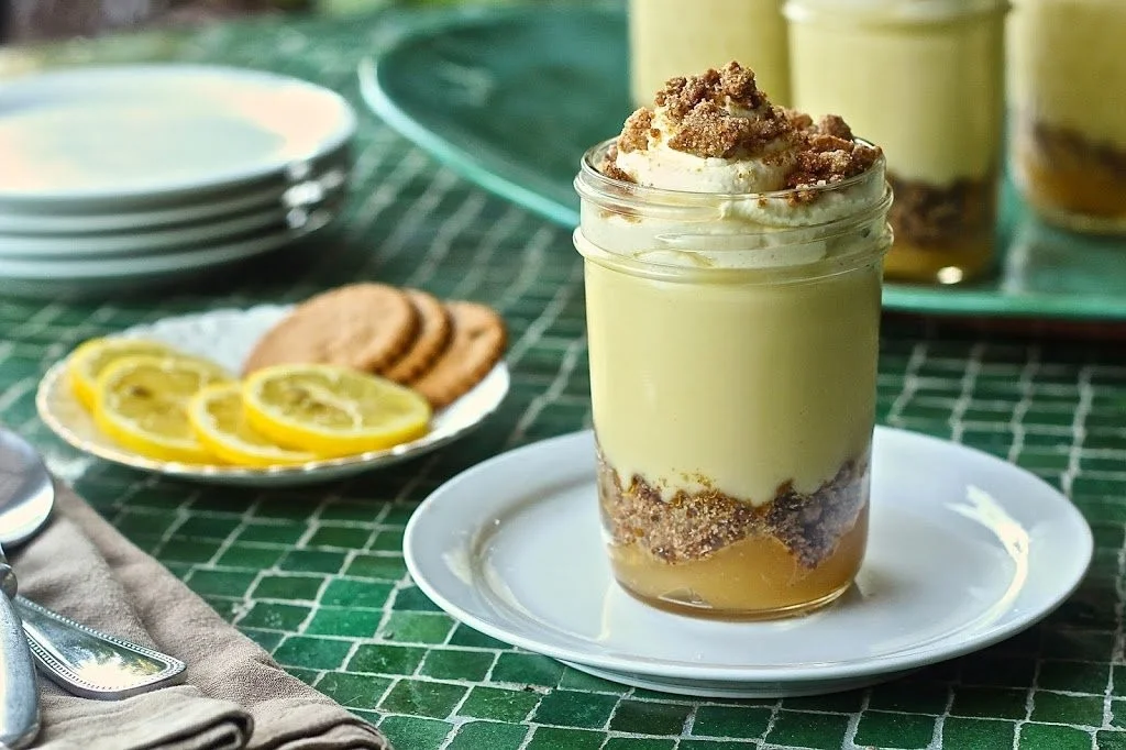 Lemon Pudding Parfaits 4 Lemon pudding parfaits layered with whipped cream and fresh berries